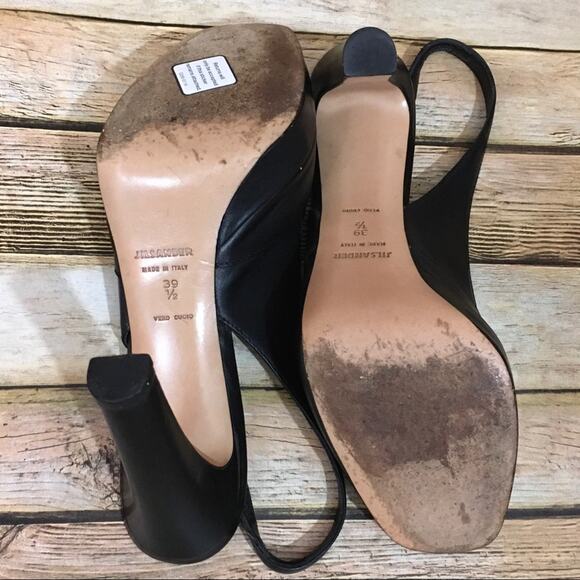 Jil Sander Leather Slingback Heels - Black - 39.5 - Picture 8 of 14